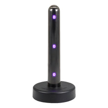 OTOUCH auto-heating rod for masturbator – front view with purple UV sterilization LEDs on black body