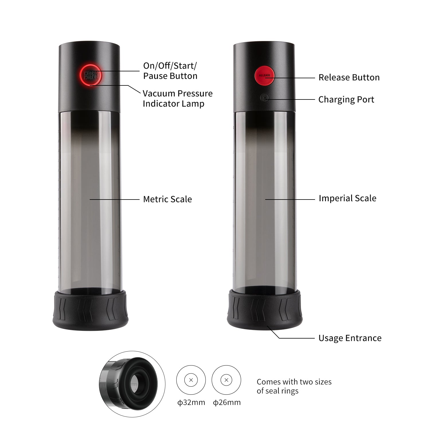 MACHO WORK 1 Automatic Penis Pump with Steeples Suction Adjustable Electric Pump