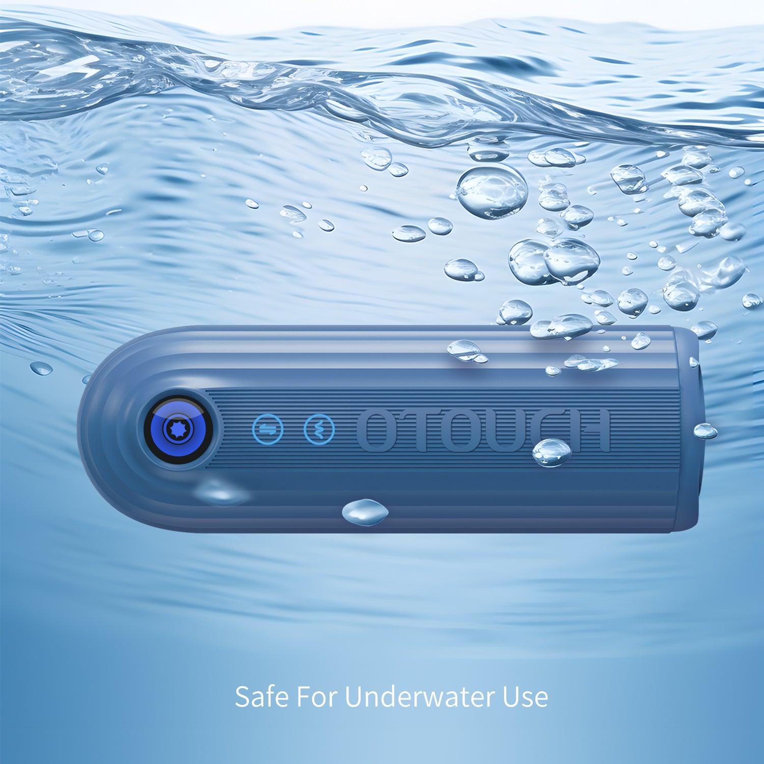OTOUCH Submarine IPX7 waterproof male masturbator fully submerged underwater showing safe for underwater use in bath or shower