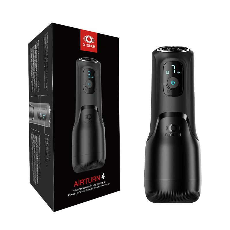 OTOUCH AIRTURN 4 vibrating suction masturbator device and retail packaging box with Second-Generation Suction Technology branding