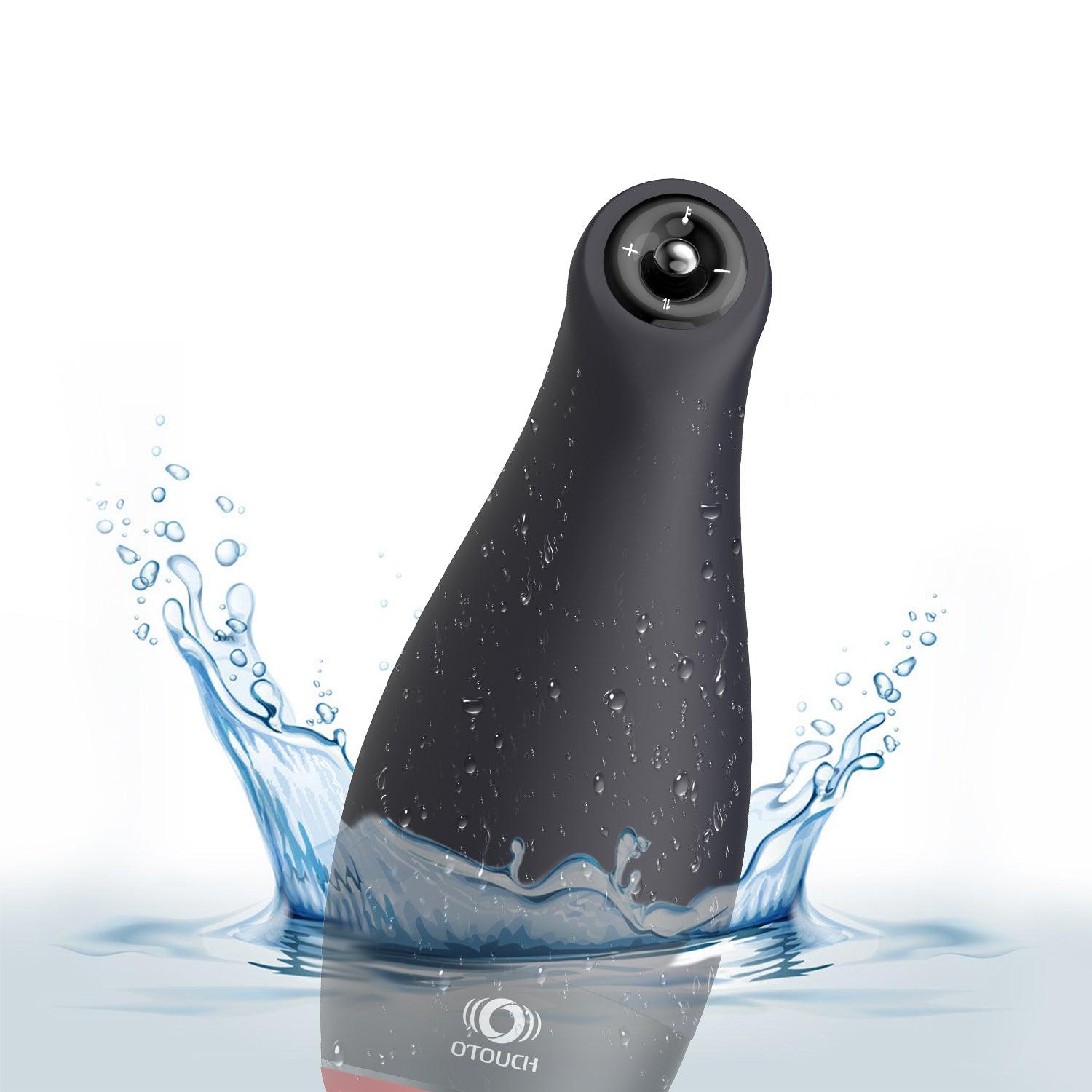OTOUCH Pleasure Engine IPX6 waterproof male masturbator splashing in water showing waterproof silicone body for easy cleaning