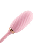 OTOUCH LOUIS pink G-spot vibrating egg close-up showing soft silicone spiral ribbed texture and rose gold accent ring