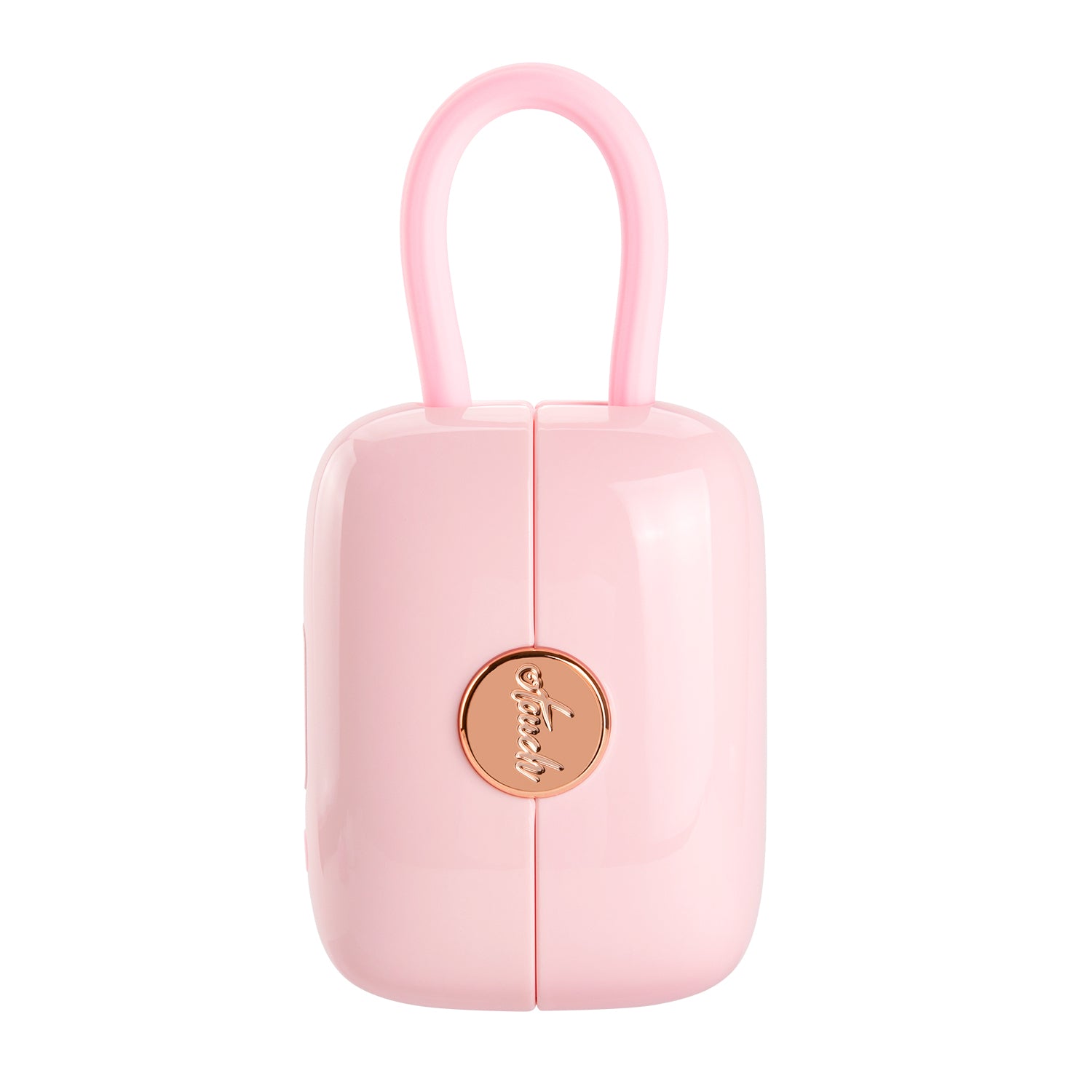 OTOUCH LOUIS pink luxury handbag design vibrator front view showing unique privacy lock clamshell case with rose gold OTOUCH emblem