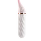 OTOUCH Lollipop white ribbed vaginal pulsation massage stick close-up showing spiral silicone texture and rose gold accent ring for internal stimulation