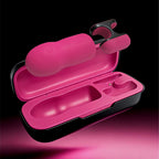 OTOUCH YU BattleHelm open charging case interior – showing both devices seated in magnetic wireless charging slots